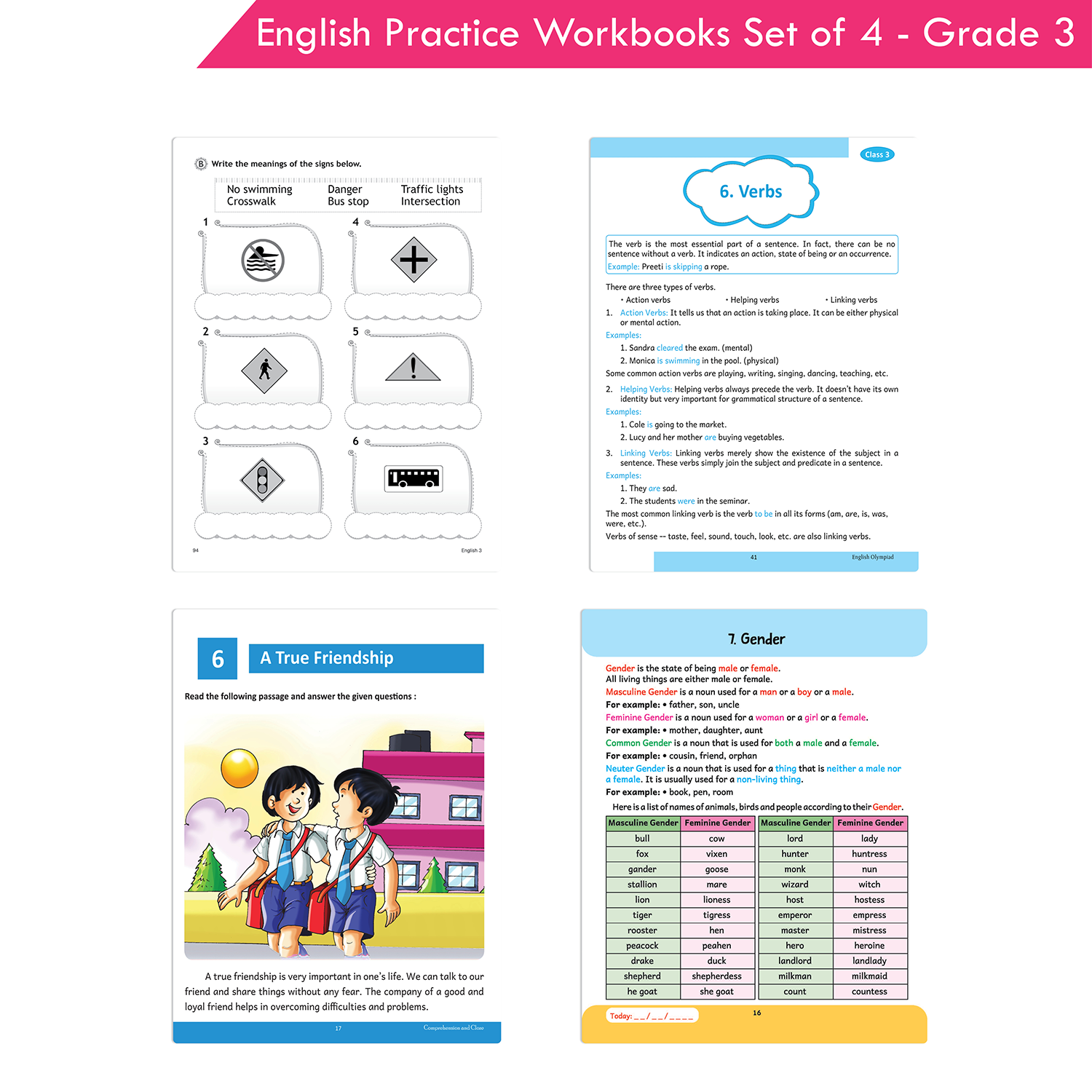 Grade 3 English Practice Workbooks Set of 4: Gear Up English, English Olympiad, Comprehension and Cloze, Interactive Grammar and Writing Skills NEP with AI - Image 8