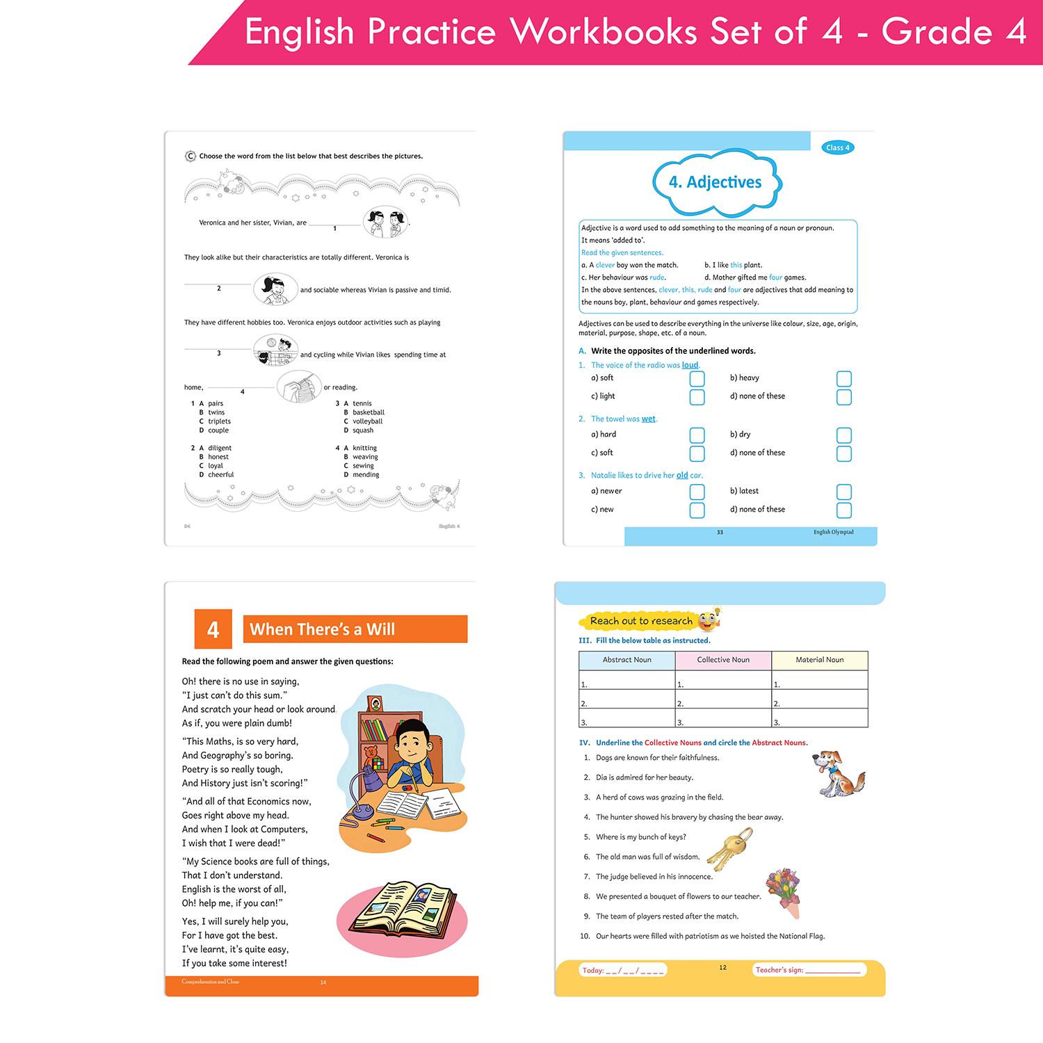 Grade 4 English Practice Workbooks Set of 4: Gear Up English, English Olympiad, Comprehension and Cloze, Interactive Grammar and Writing Skills NEP with AI - Image 6