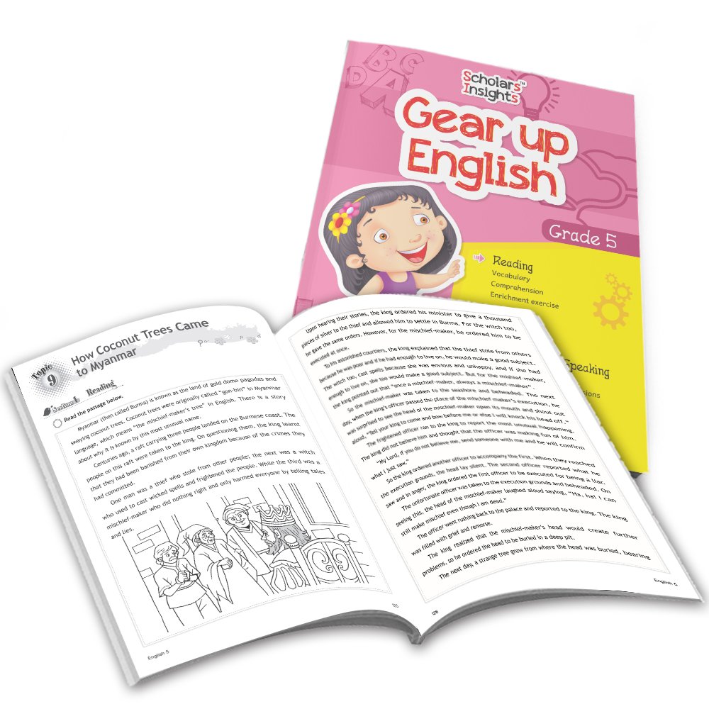 Grade 5 English Combo Workbooks Set of 4 Comprehension and cloze, gear up, Olympiad, Interactive Grammar and Writing Skill (5)