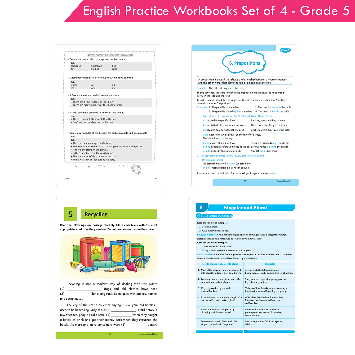Grade 5 English Practice Workbooks Set of 4: Gear Up English, English Olympiad, Comprehension and Cloze, Interactive Grammar and Writing Skills NEP with AI - Image 8