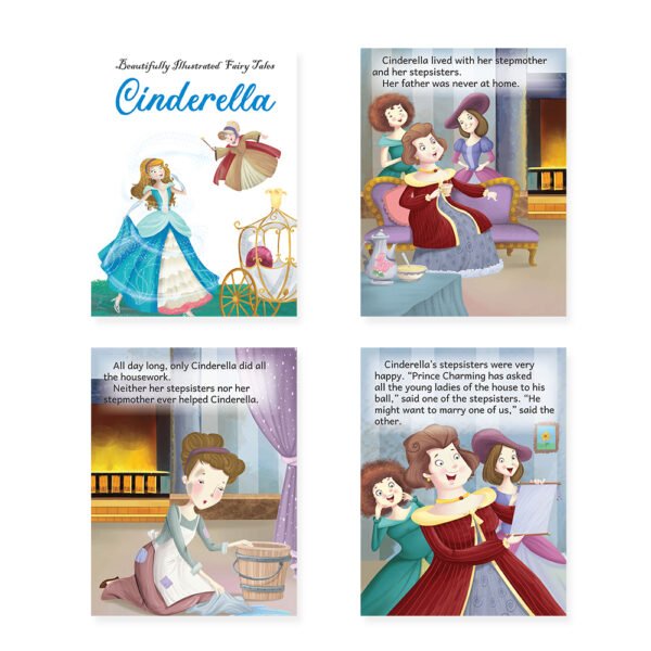 Jolly Kids Beautifully Illustrated Fairy Tales Books F Set of 8| Cinderella, The Emperor's New Clothes, Snow White And The Seven Dwarfs, The Shoemaker and The Elves, Pinocchio, The Princess and The Pea, Little Red Riding Hood, Sleeping Beauty - Image 3