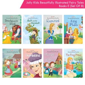 Jolly Kids Beautifully Illustrated Fairy Tales Books E Set of 8| Beauty and The Beast, Jack and The Beanstalk, Rapunzel, King Midas, Goldilocks and The Three Bears, Thumbelina, Hansel and Gretel, The Frog Prince