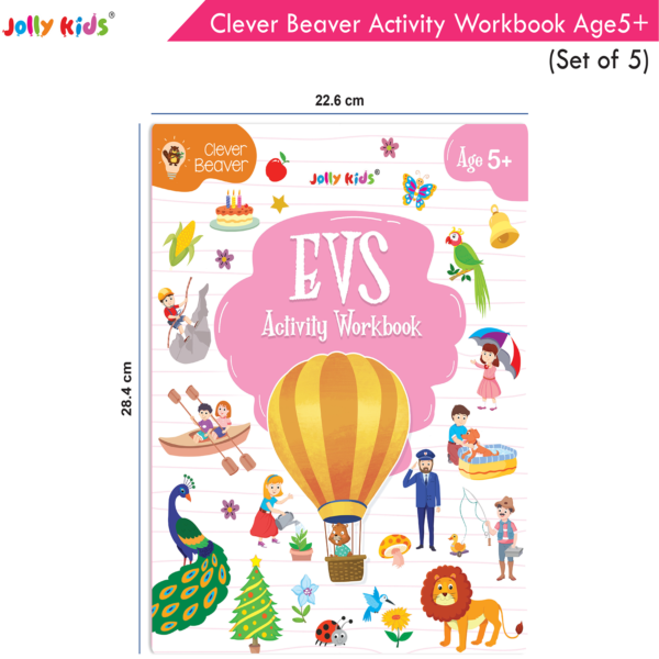 Early Learning Jolly Kids Clever Beaver Activity Workbooks Age 5+|Set of 5| Kindergarten Books English-Maths-General Awareness-EVS-Logical Reasoning - Image 2