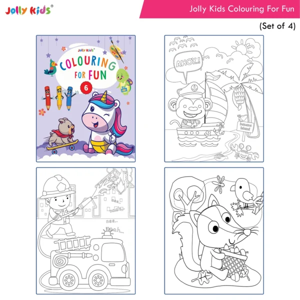 Jolly Kids Colouring For Fun Books B Set of 4 For Kids Ages 3-8 Years|Colouring Characters-Singing, Dancing, Studying, Drawing, Painting, Helping, Acting - Image 3
