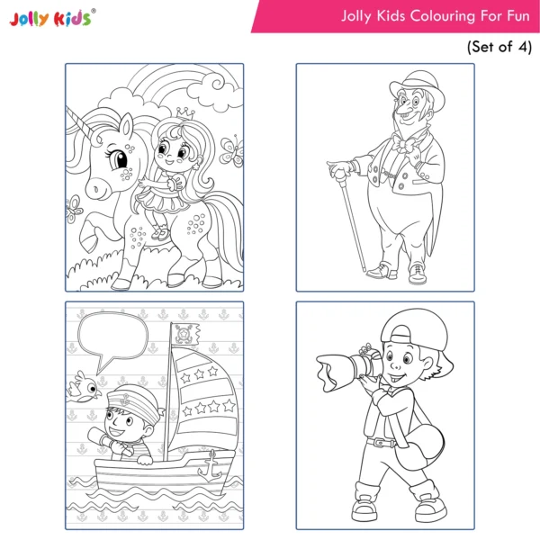 Jolly Kids Colouring For Fun Books B Set of 4 For Kids Ages 3-8 Years|Colouring Characters-Singing, Dancing, Studying, Drawing, Painting, Helping, Acting - Image 6