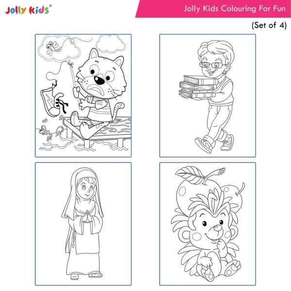 Jolly Kids Colouring For Fun Books B Set of 4 For Kids Ages 3-8 Years|Colouring Characters-Singing, Dancing, Studying, Drawing, Painting, Helping, Acting - Image 7