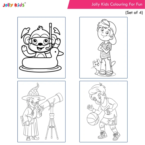 Jolly Kids Colouring For Fun Books B Set of 4 For Kids Ages 3-8 Years|Colouring Characters-Singing, Dancing, Studying, Drawing, Painting, Helping, Acting - Image 8