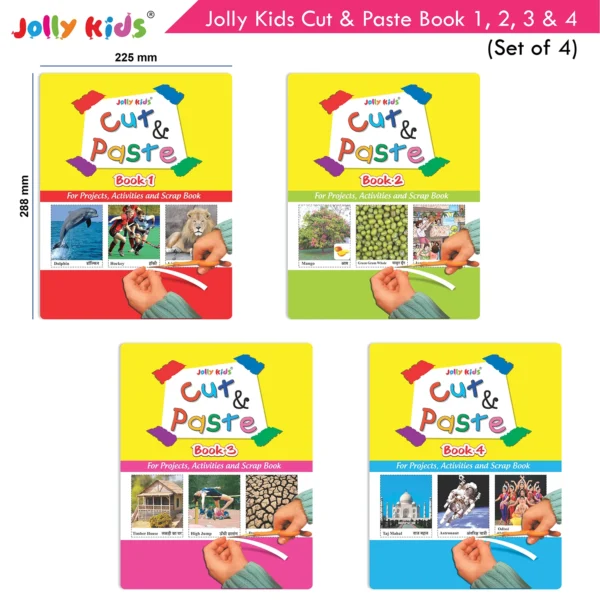 Jolly Kids Cut and Paste Picture Activity Books Collections for Eary Learning|Set of 4 For Kids 3-6 Years|Pictorial Chart|Project Book for School - Image 9