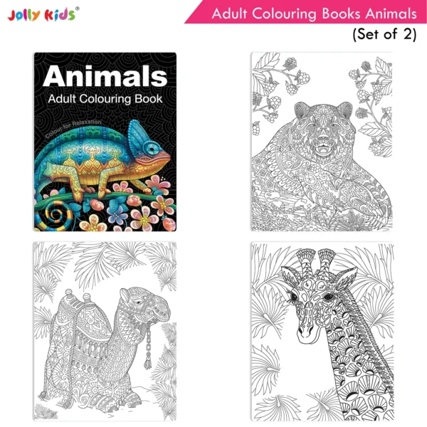 Jolly Kids Adult Colouring Books C Set of 2|Stress Relieving Designs Animals and Motivational Quotes Colouring Books for Teenagers| Ages 12+ - Image 2
