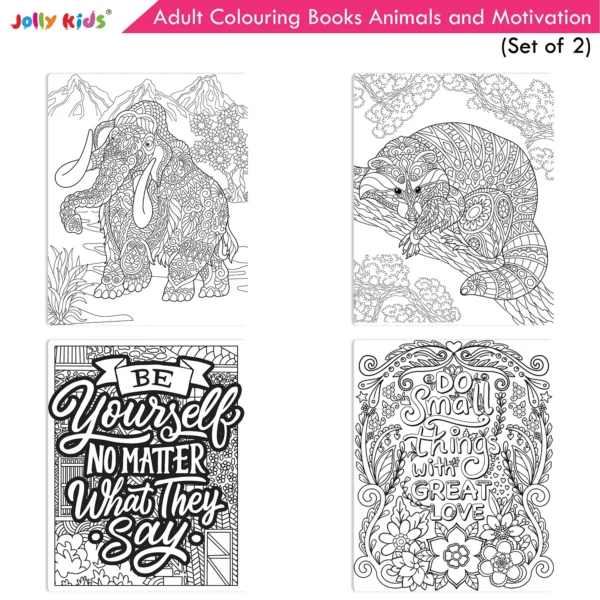 Jolly Kids Adult Colouring Books C Set of 2|Stress Relieving Designs Animals and Motivational Quotes Colouring Books for Teenagers| Ages 12+ - Image 5