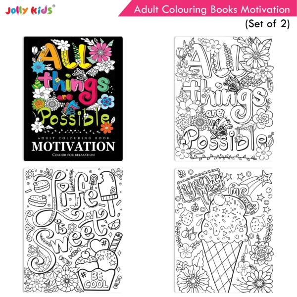 Jolly Kids Adult Colouring Books C Set of 2|Stress Relieving Designs Animals and Motivational Quotes Colouring Books for Teenagers| Ages 12+ - Image 6