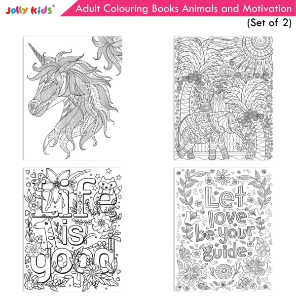 Jolly Kids Adult Colouring Books C Set of 2|Stress Relieving Designs Animals and Motivational Quotes Colouring Books for Teenagers| Ages 12+ - Image 8