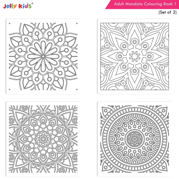 Jolly Kids Adults Mandala Colouring Books C Set of  2| Stress Relieving Designs| Ages 12+ - Image 6