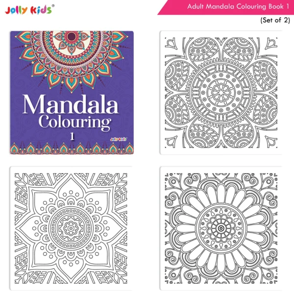 Jolly Kids Adults Mandala Colouring Books C Set of  2| Stress Relieving Designs| Ages 12+ - Image 5