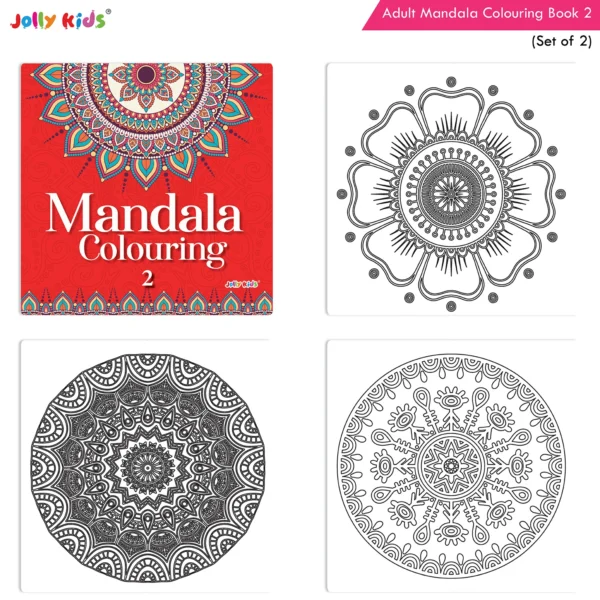 Jolly Kids Adults Mandala Colouring Books D Set of  2| Stress Relieving Designs| Ages 12+ - Image 2