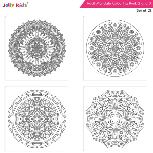 Jolly Kids Adults Mandala Colouring Books D Set of  2| Stress Relieving Designs| Ages 12+ - Image 3