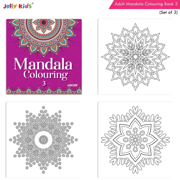 Jolly Kids Adults Mandala Colouring Books D Set of  2| Stress Relieving Designs| Ages 12+ - Image 5
