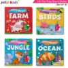 Jolly Kids Peek-A-Boo Pals Lift-the-Flap Board Books Set of 4| Interactive learning Set of Farm, Jungle, Bird & Ocean Animal Adventure Stories for Toddlers Ages 1-3 Years