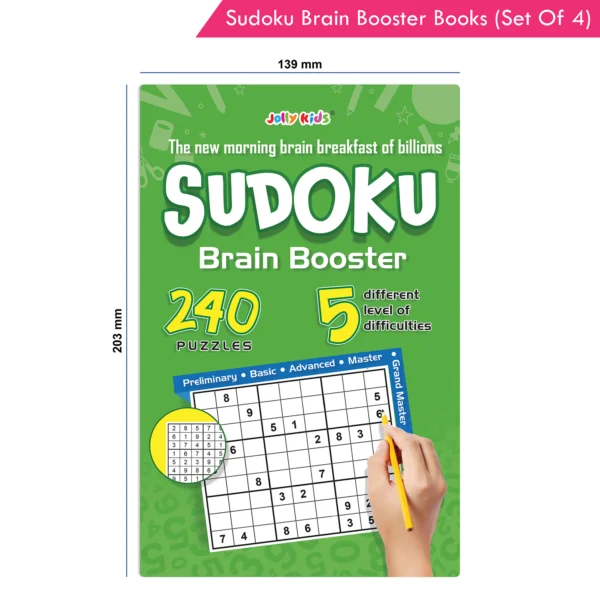 Jolly Kids Brain Booster Sudoku Books – Set of 4 | Age 10+ | 960 Puzzles | 5 Levels of Difficulty | Solutions Included - Image 9