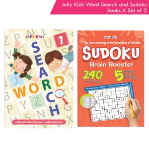 Jolly Kids Word Search and Sudoku with Answer Puzzle Books – A Set of 2 For Kids| Educational Vocabulary and Logic Number Games| Brain Teaser Activity For Age 6-15