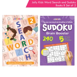 Jolly Kids Word Search and Sudoku with Answer Books – B Set of 2 For Kids| Educational Vocabulary and Logic Number Games| Brain Teaser Activity For Age 6-15