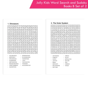 Jolly Kids Word Search and Sudoku with Answer Books – B Set of 2 For Kids| Educational Vocabulary and Logic Number Games| Brain Teaser Activity For Age 6-15