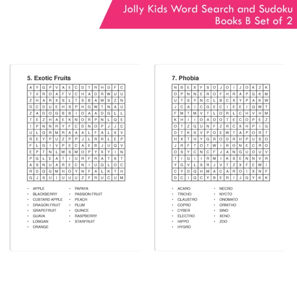 Jolly Kids Word Search and Sudoku with Answer Books – B Set of 2 For Kids| Educational Vocabulary and Logic Number Games| Brain Teaser Activity For Age 6-15 - Image 3