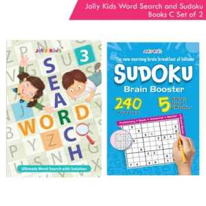 Jolly Kids Word Search and Sudoku with Answer Books – C Set of 2 For Kids| Educational Vocabulary and Logic Number Games| Brain Teaser Activity For Age 6-15