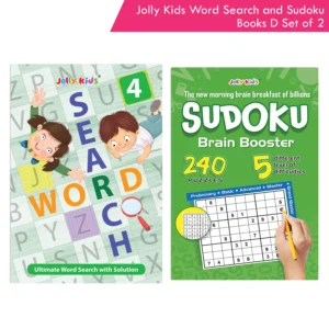 Jolly Kids Word Search and Sudoku with Answer Books – D Set of 2 For Kids| Educational Vocabulary and Logic Number Games| Brain Teaser Activity For Age 6-15