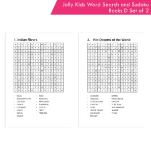 Jolly Kids Word Search and Sudoku with Answer Books – D Set of 2 For Kids| Educational Vocabulary and Logic Number Games| Brain Teaser Activity For Age 6-15