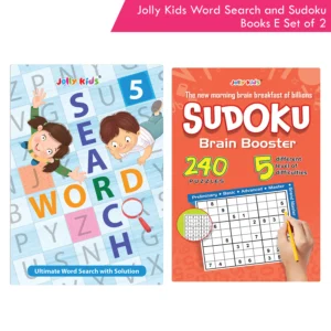 Jolly Kids Word Search and Sudoku with Answer Books – E Set of 2 For Kids| Educational Vocabulary and Logic Number Games| Brain Teaser Activity For Age 6-15