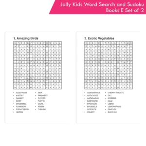 Jolly Kids Word Search and Sudoku with Answer Books – E Set of 2 For Kids| Educational Vocabulary and Logic Number Games| Brain Teaser Activity For Age 6-15