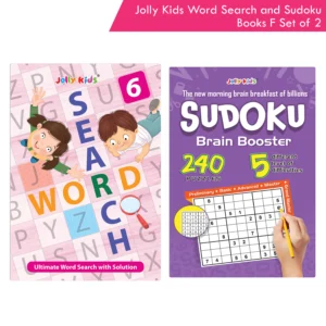 Jolly Kids Word Search and Sudoku with Answer Books – F Set of 2 For Kids| Educational Vocabulary and Logic Number Games| Brain Teaser Activity For Age 6-15