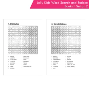 Jolly Kids Word Search and Sudoku with Answer Books – F Set of 2 For Kids| Educational Vocabulary and Logic Number Games| Brain Teaser Activity For Age 6-15