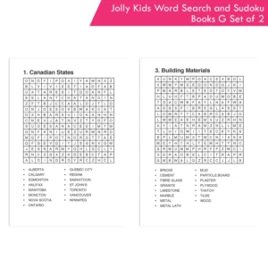 Jolly Kids Word Search and Sudoku with Answer Books – G Set of 2 For Kids| Educational Vocabulary and Logic Number Games| Brain Teaser Activity For Age 6-15