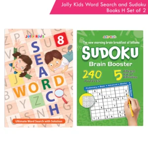 Jolly Kids Word Search and Sudoku with Answer Books – H Set of 2 For Kids| Educational Vocabulary and Logic Number Games| Brain Teaser Activity For Age 6-15