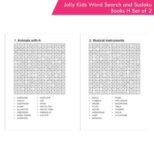 Jolly Kids Word Search and Sudoku with Answer Books – H Set of 2 For Kids| Educational Vocabulary and Logic Number Games| Brain Teaser Activity For Age 6-15