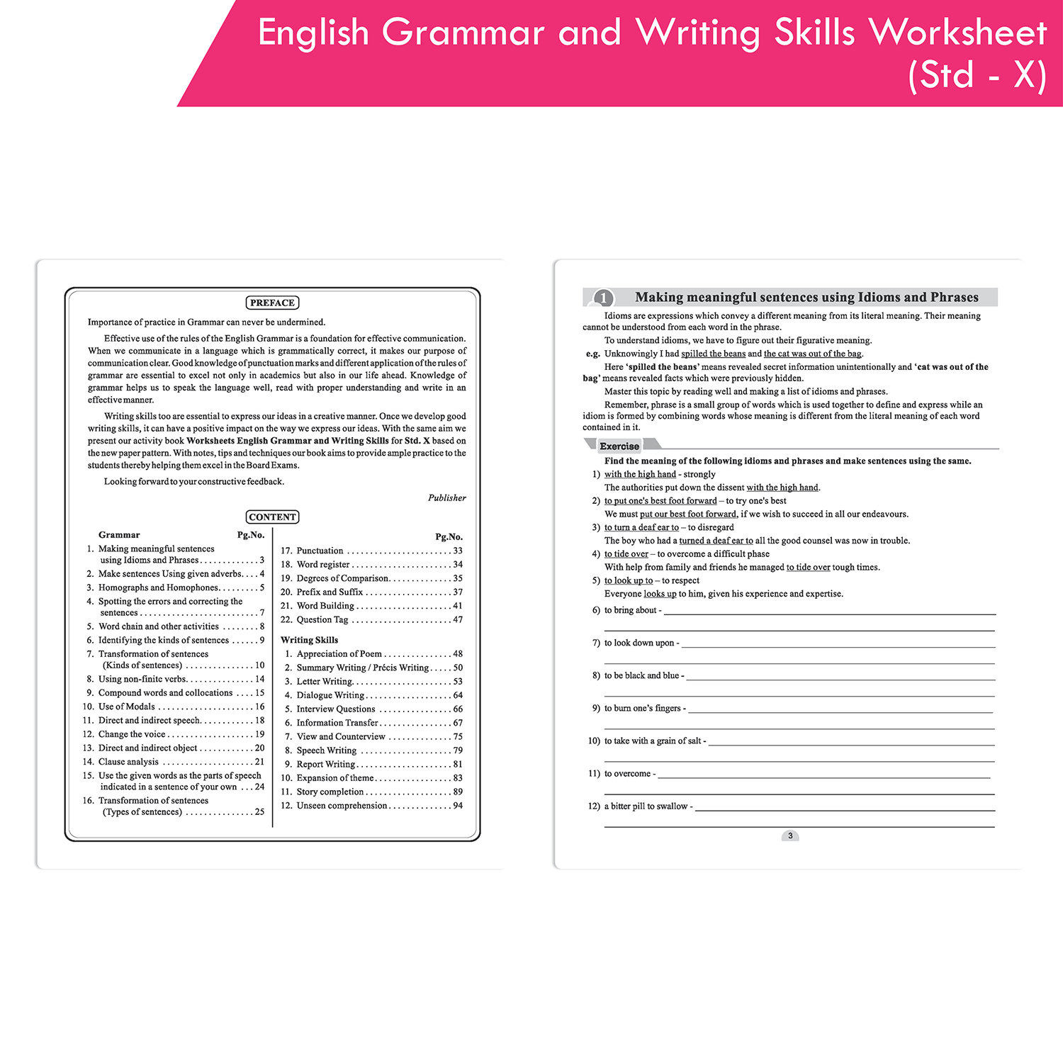 Worksheets of English Grammar and Writing Skills Std. X Book - Image 2