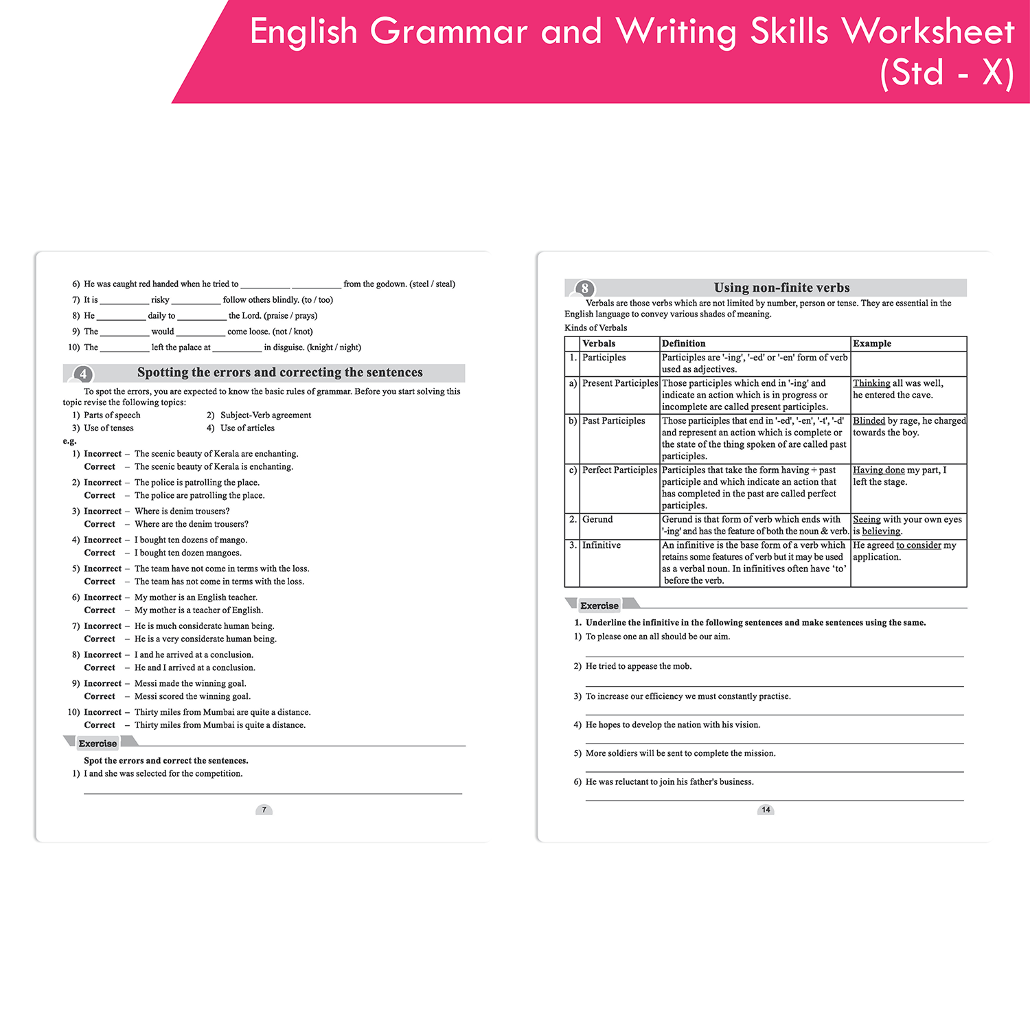 Worksheets of English Grammar and Writing Skills Std. X Book - Image 3