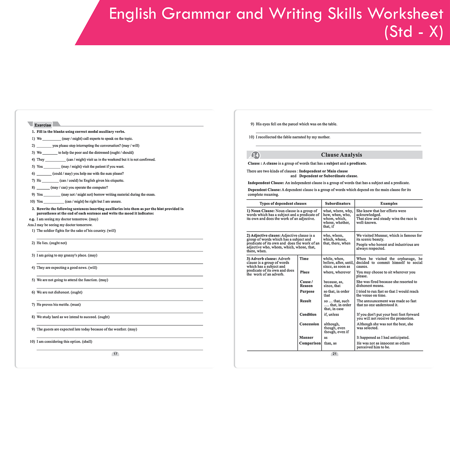 Worksheets of English Grammar and Writing Skills Std. X Book - Image 4