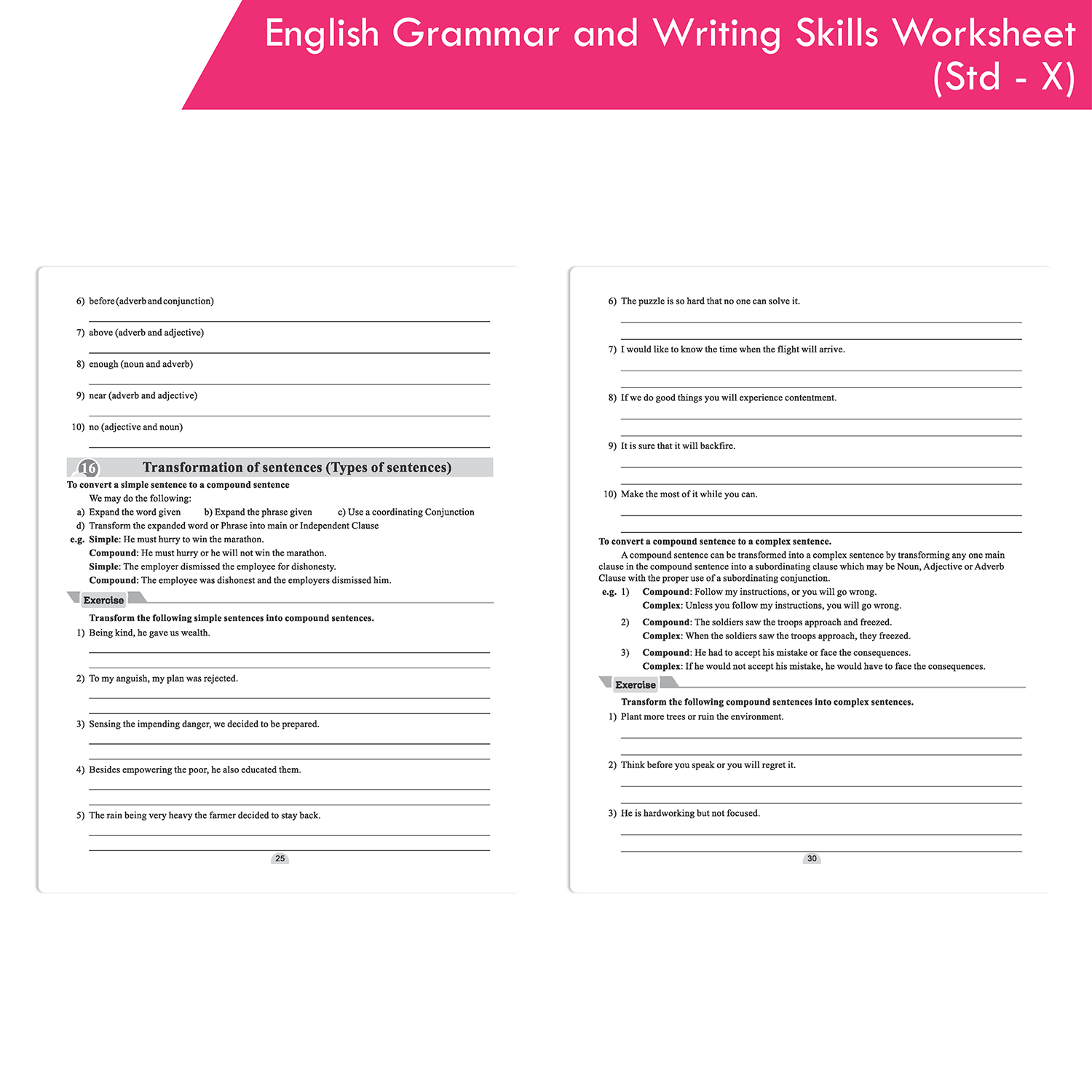 Worksheets of English Grammar and Writing Skills Std. X Book - Image 5