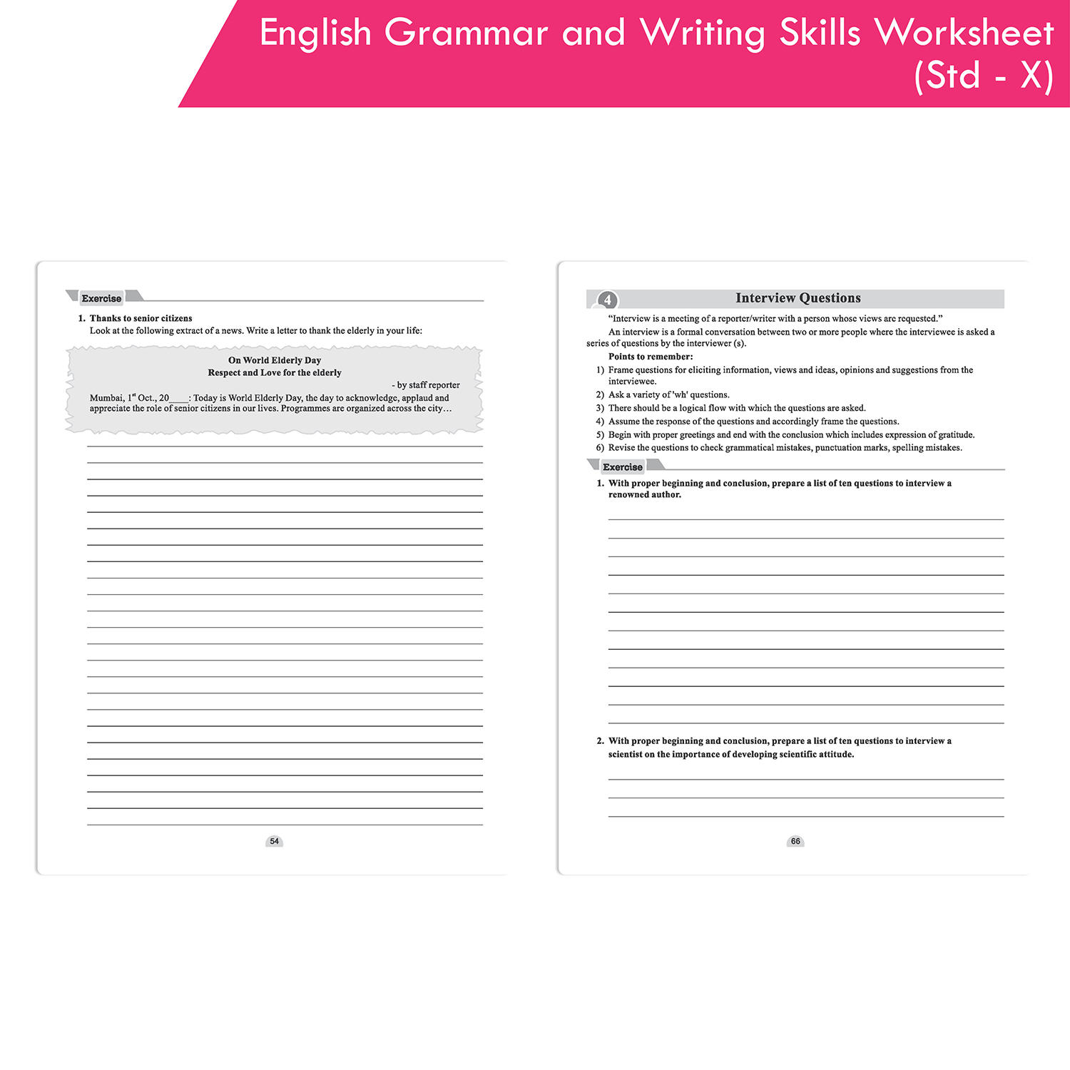 Worksheets of English Grammar and Writing Skills Std. X Book - Image 7