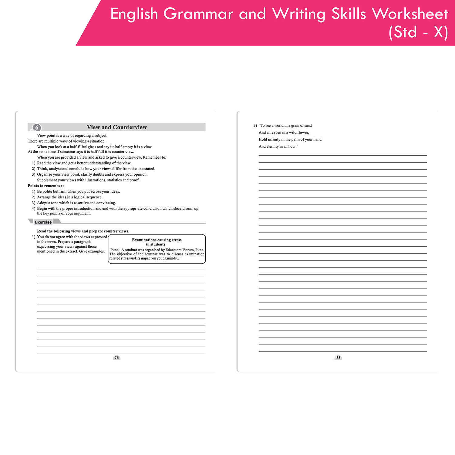 Worksheets of English Grammar and Writing Skills Std. X Book - Image 8