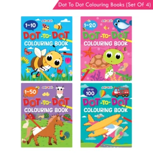 Jolly Kids Dot-To-Dot Colouring Books Set Of 4 For Ages 3 To 6 Years| Boost Number Skills, Exciting Puzzles Game, Focus, and Creativity in Young Learners