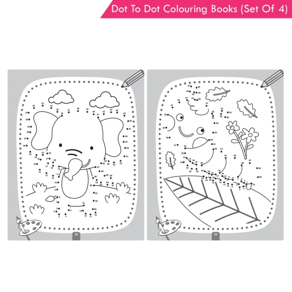 Jolly Kids Dot-To-Dot Colouring Books Set Of 4 For Ages 3 To 6 Years| Boost Number Skills, Exciting Puzzles Game, Focus, and Creativity in Young Learners - Image 4
