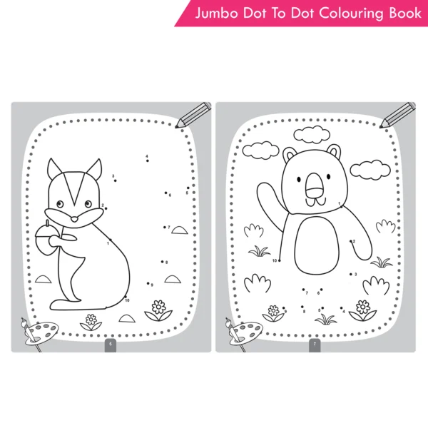Jolly Kids Jumbo Dot to Dot Colouring Book for Kids Connect the Dots Activity Book for Preschool & Kindergarten| Learn To Draw Animals, Cartoons & Alphabets age 3-6 Year - Image 7