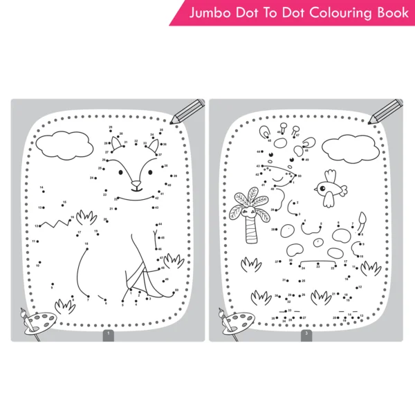 Jolly Kids Jumbo Dot to Dot Colouring Book for Kids Connect the Dots Activity Book for Preschool & Kindergarten| Learn To Draw Animals, Cartoons & Alphabets age 3-6 Year - Image 3