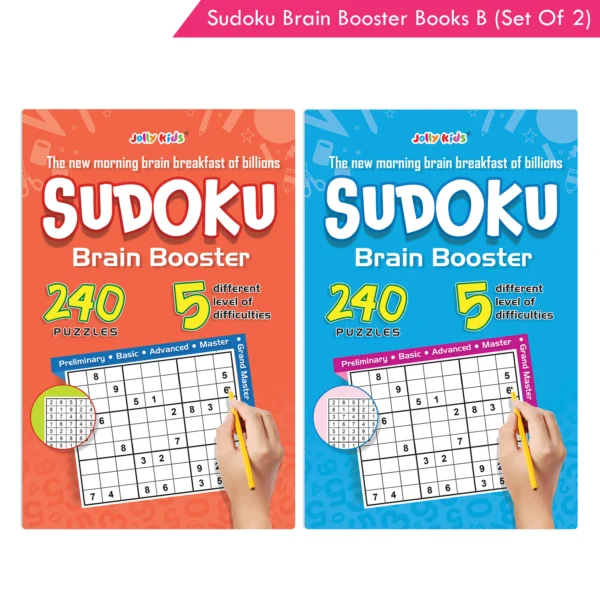 Jolly Kids Sudoku Brain Booster Books Set B (Set of 2) - (Orange Book, and Blue Book)