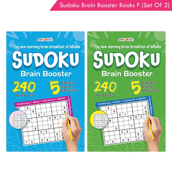 Jolly Kids Sudoku Brain Booster Books Set F (Set of 2) - (Blue Book, and Green Book)