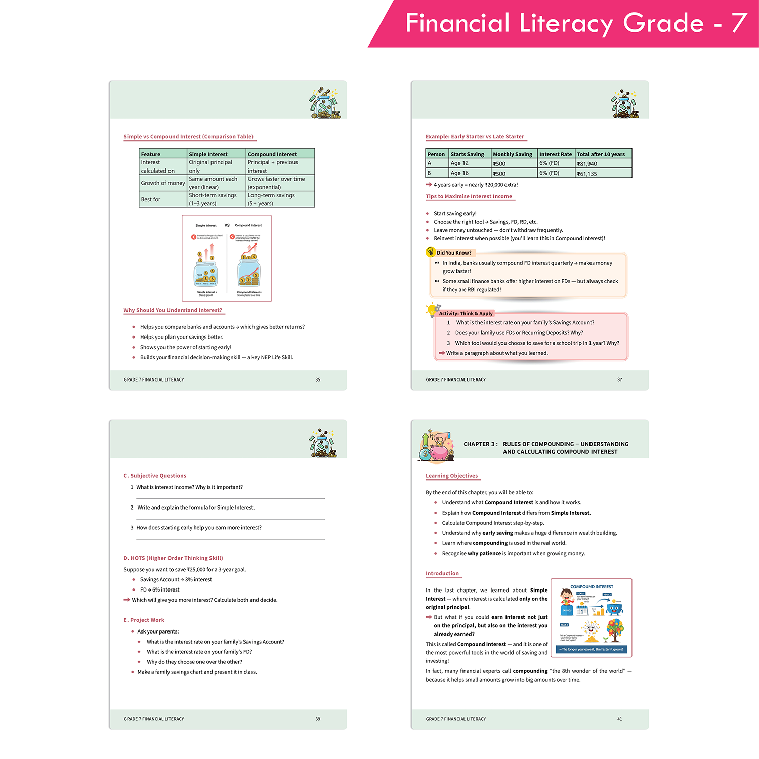 financial literacry Book for Grade 7 students learning money management